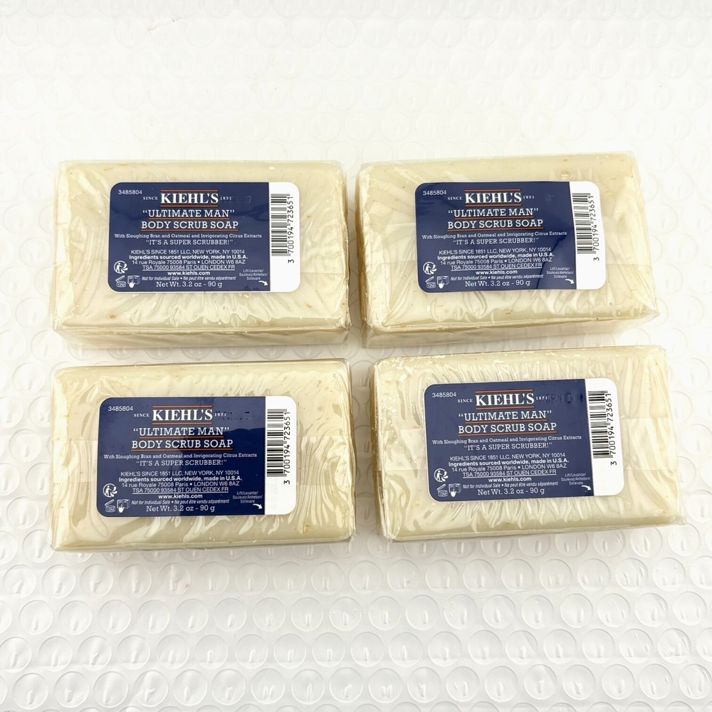 4x Kiehl's  Ultimate Man Body Scrub Soap 3.2oz/ 90 g  Each New